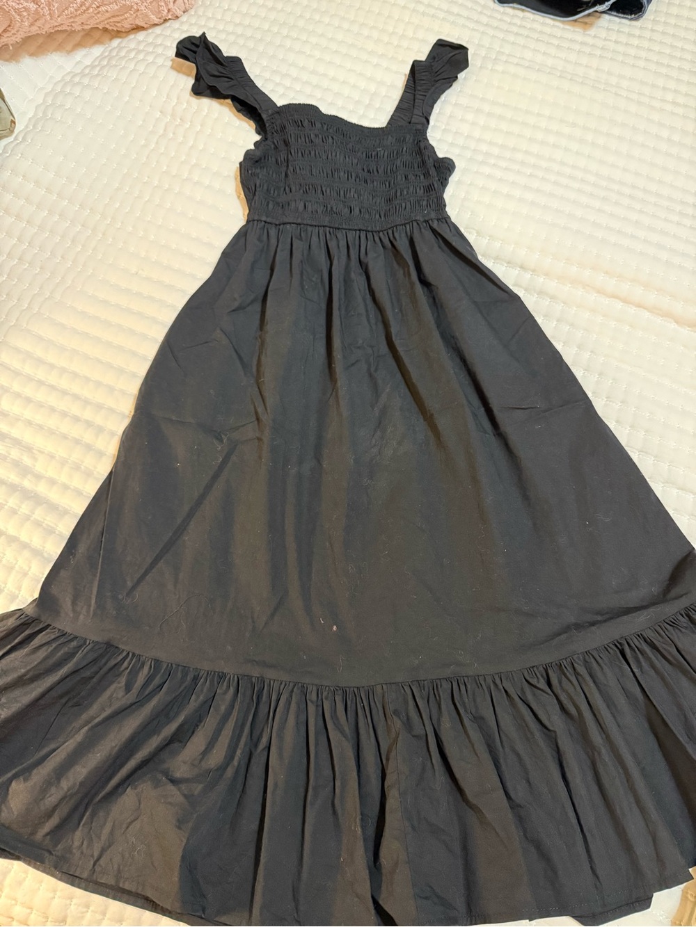 Girls Black Ruffle Hem Sundress